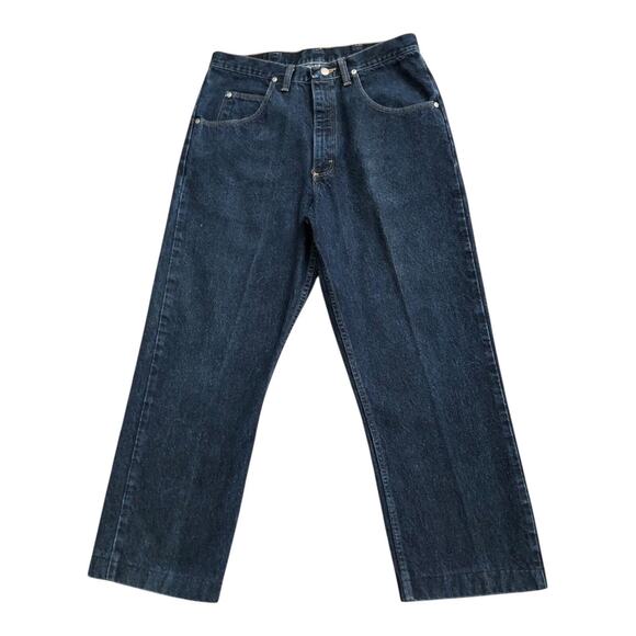 Wrangler Other - Wrangler Jeans Mens 34 Dark Wash Blue Straight Leg 100% Cotton 27" Inseam
